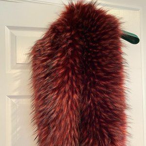 La Fiorentina Faux Fur Scarf- Wine Color